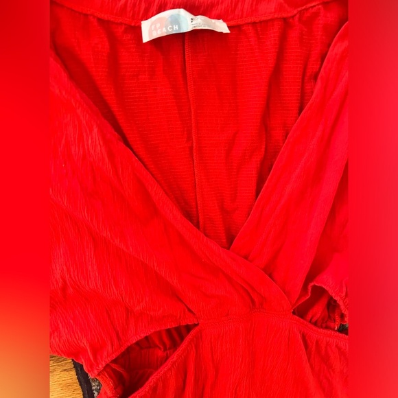 Free People Beach Stasia Mini Vibrant Red Rouge Dress Small chic cutout - Picture 5 of 7
